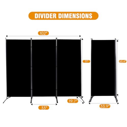Room Divider Screen 3 Panel Folding Partition with Metal Frame, Grey N348