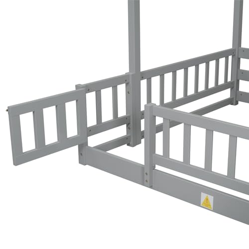 Twin Over Full Size Wooden Bunk Bed with Slide and Storage Stairs N394