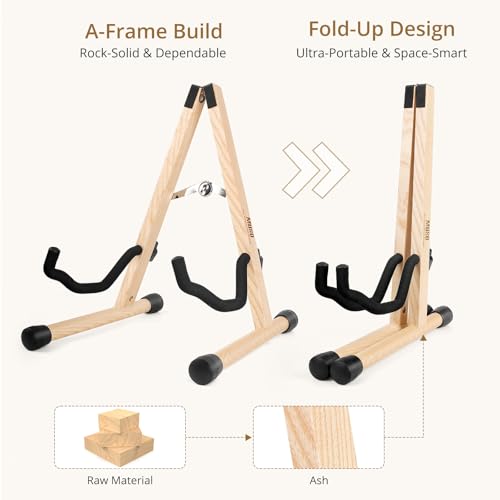 Wood Guitar Stand Foldable for Acoustic Electric Bass V5101