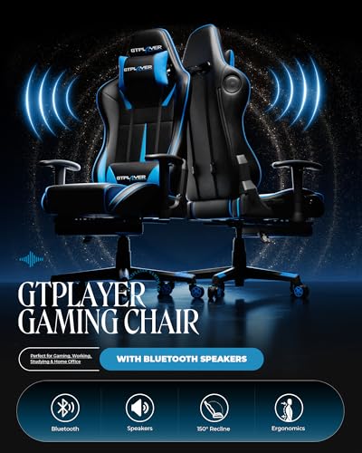 Gaming Chair with Speakers, Footrest, High Back Ergonomic Reclining B51631