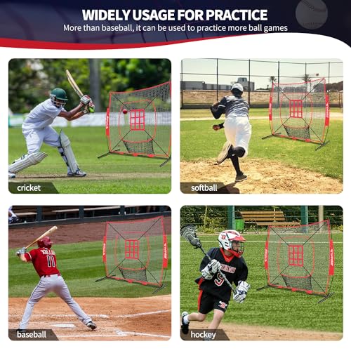Baseball & Softball Practice Net with Bow Frame, Portable, with Batting Tee and Carry Bag B6660