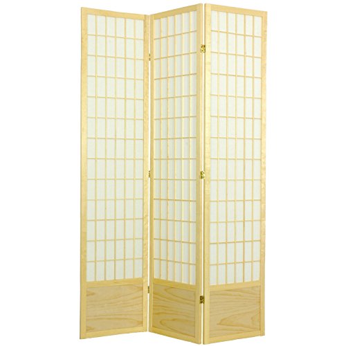 7 ft. Tall Window Pane Shoji Screen Room Divider, 3 Panels, White S15216