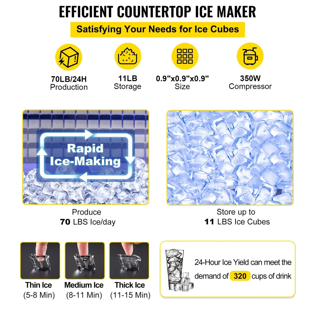 Commercial Ice Maker 30KG/24H Countertop Automatic Cube Ice Machine G46115