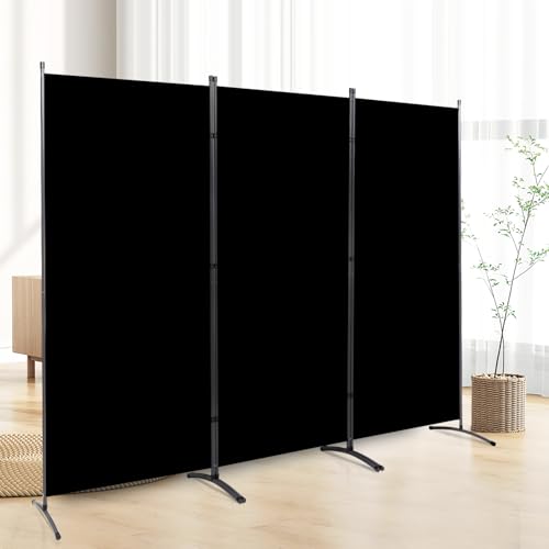 Room Divider Screen 3 Panel Folding Partition with Metal Frame, Grey N348