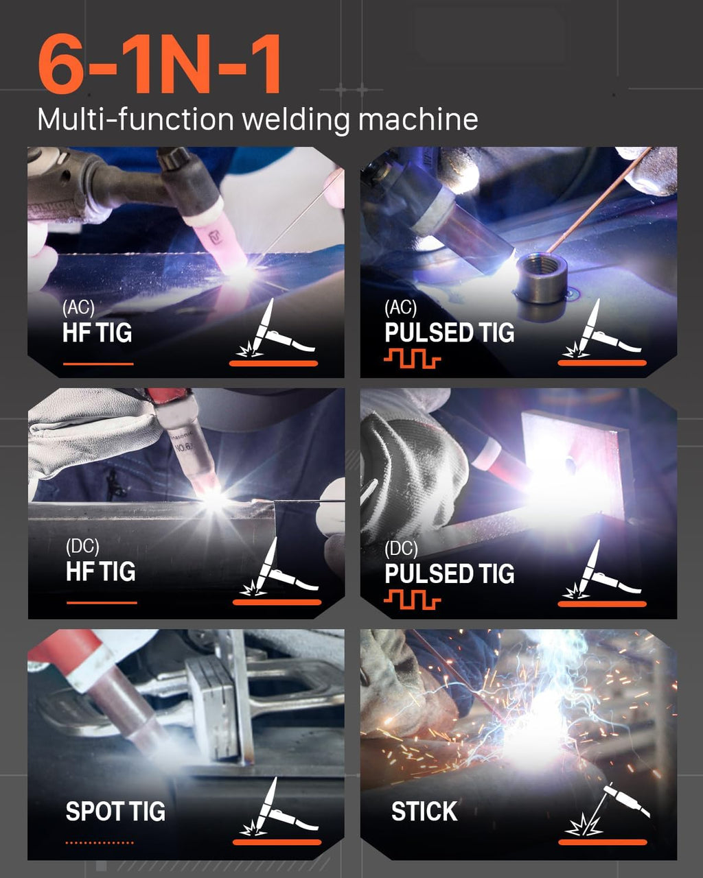 200Amp AC/DC TIG Welder with Pulse, 4 in 1 Multiprocess, Dual Voltage 110V/220V V834156