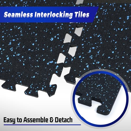 24 Pcs Interlocking Rubber Top Exercise Mats for Home Gym B471556