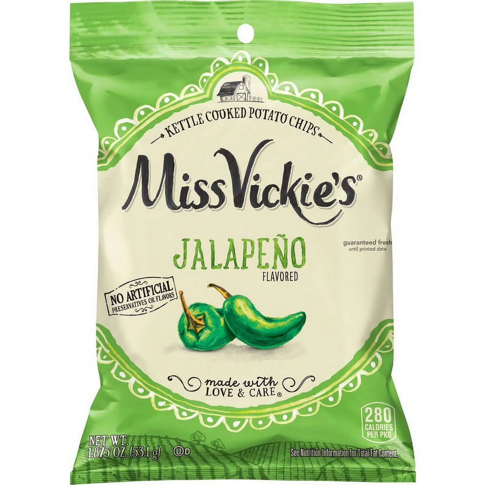 Jalapeno Kettle Cooked Potato Chips, 1.875 oz, 24-Count Case S1436
