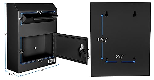 Wall Mount Locking Drop Box, Heavy Duty Steel Mailbox for Payments and Keys Z536