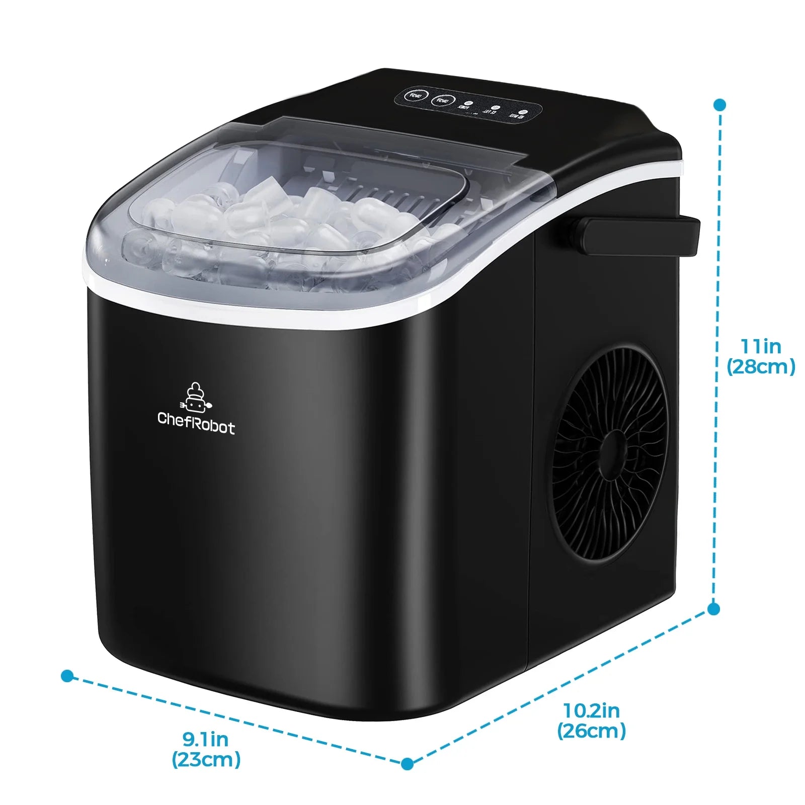 Ice Maker Countertop, Self-Cleaning, 26.5 lbs in 24 Hrs, Black R737