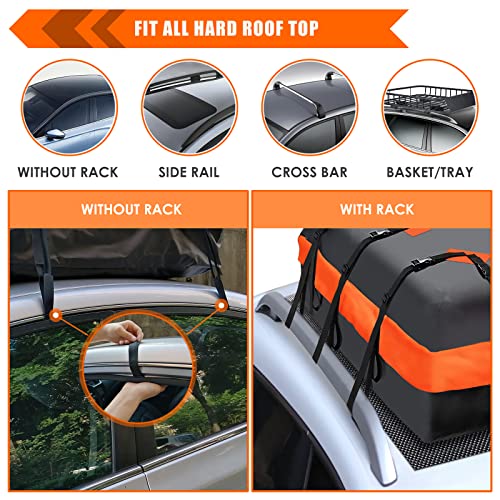Car Roof Bag Waterproof 15 Cubic Feet for Cars with or without Rack H123285