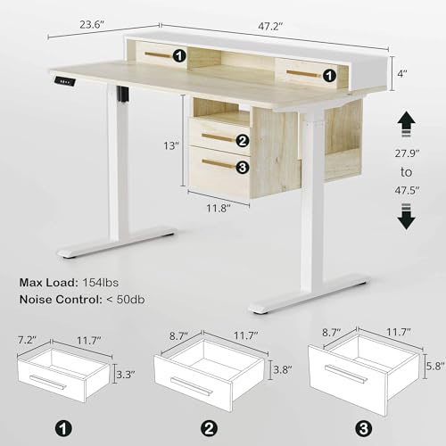 Standing Desk with 4 Drawers, Height Adjustable Electric Sit Stand Desk X5121