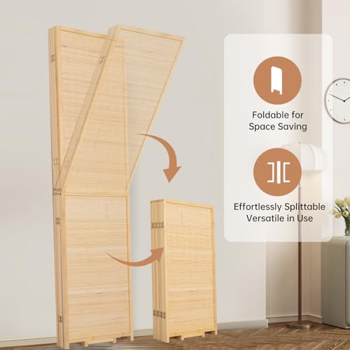 Bamboo Room Divider 4 Panel Freestanding Folding Privacy Screen T33053