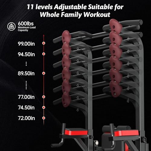Power Tower Dip Station Pull Up Bar for Home Gym Workout, Adjustable Height with Supine Board G8894