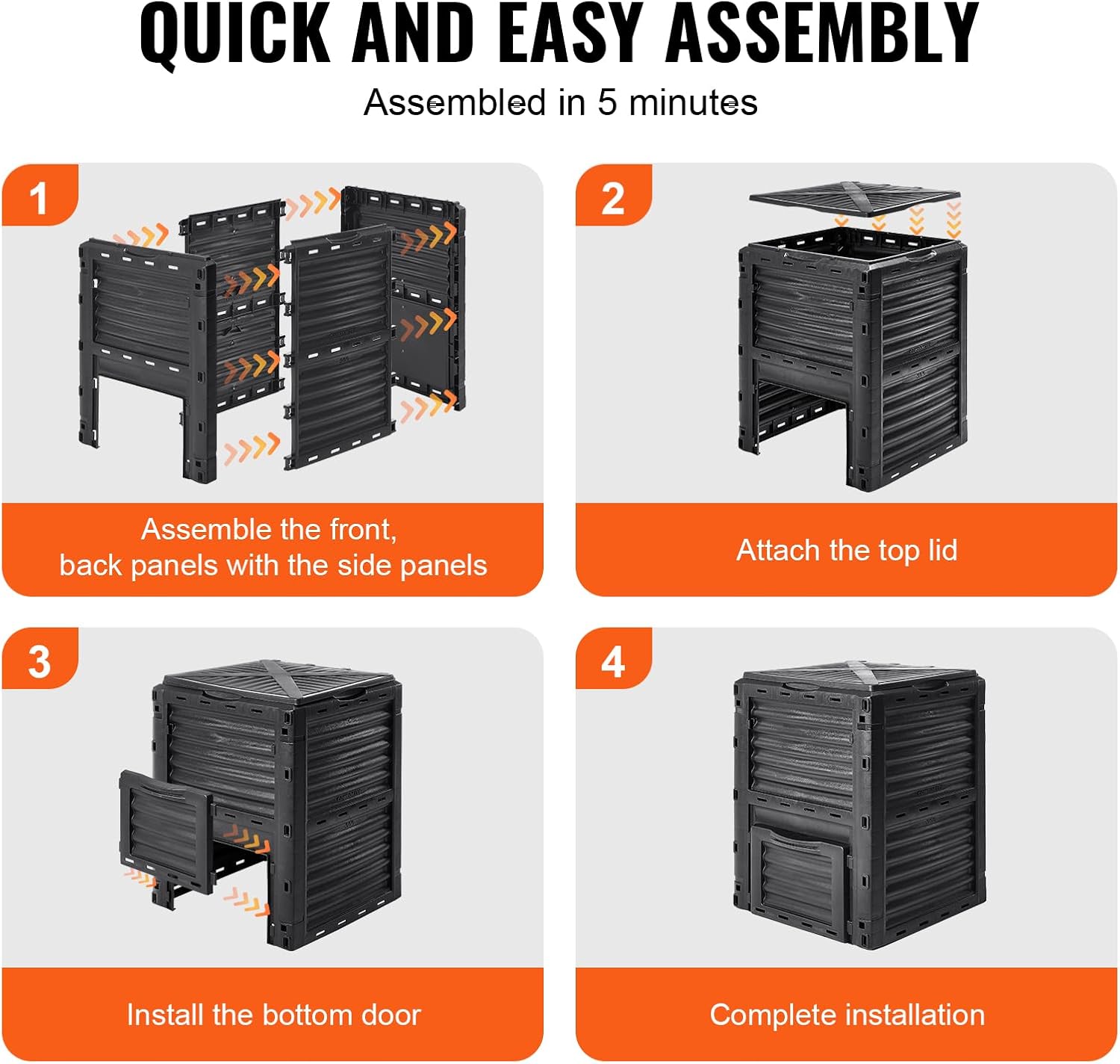 Garden Compost Bin 80 Gallon, BPA Free Composter, Outdoor Composting Bin with Top Lid and Bottom Door A75916