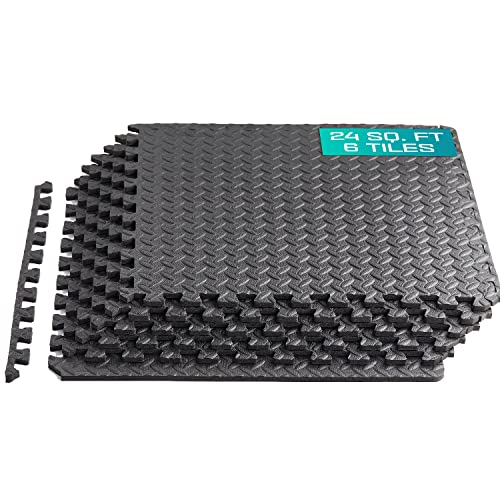 Puzzle Exercise Mat for Home Gym, EVA Interlocking Foam Floor Tiles with Border O344855