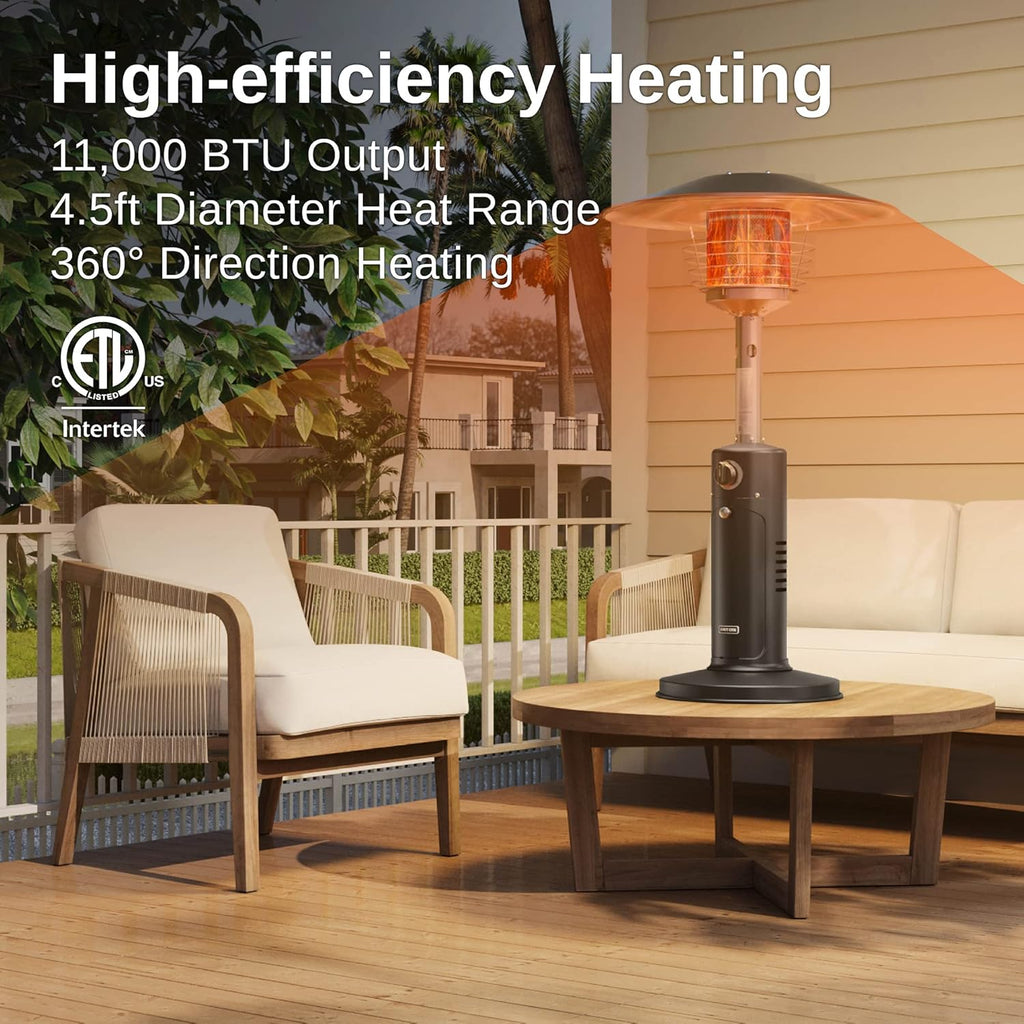 Patio Heater, 11000 BTU Tabletop Outdoor Propane Heater with Stainless Steel Burner K297