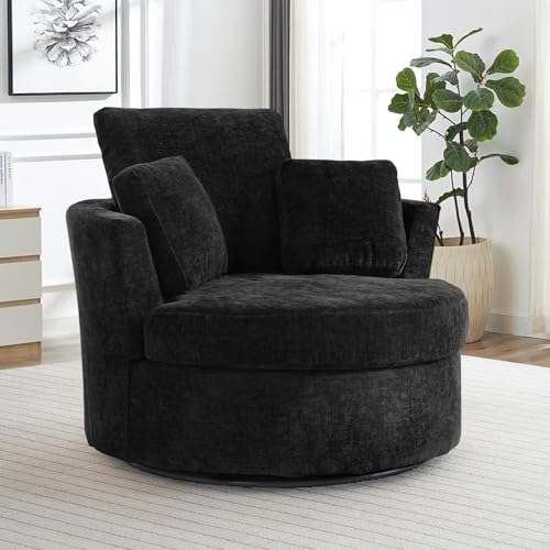 Round Swivel Barrel Chair with Ottoman for Living Room Bedroom G375183
