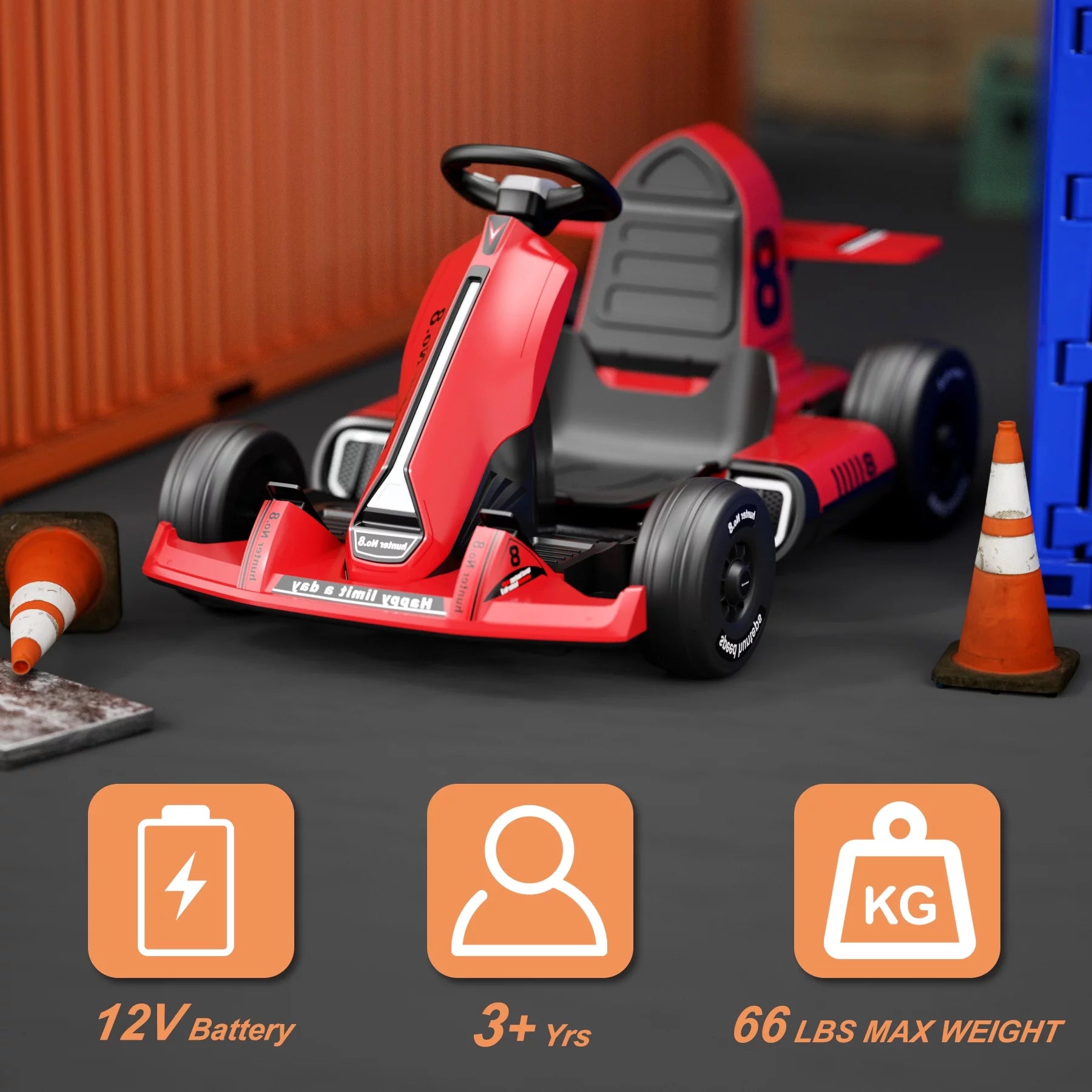 Electric Ride On Go Kart for Kids Adults, 12V Remote Control W62912