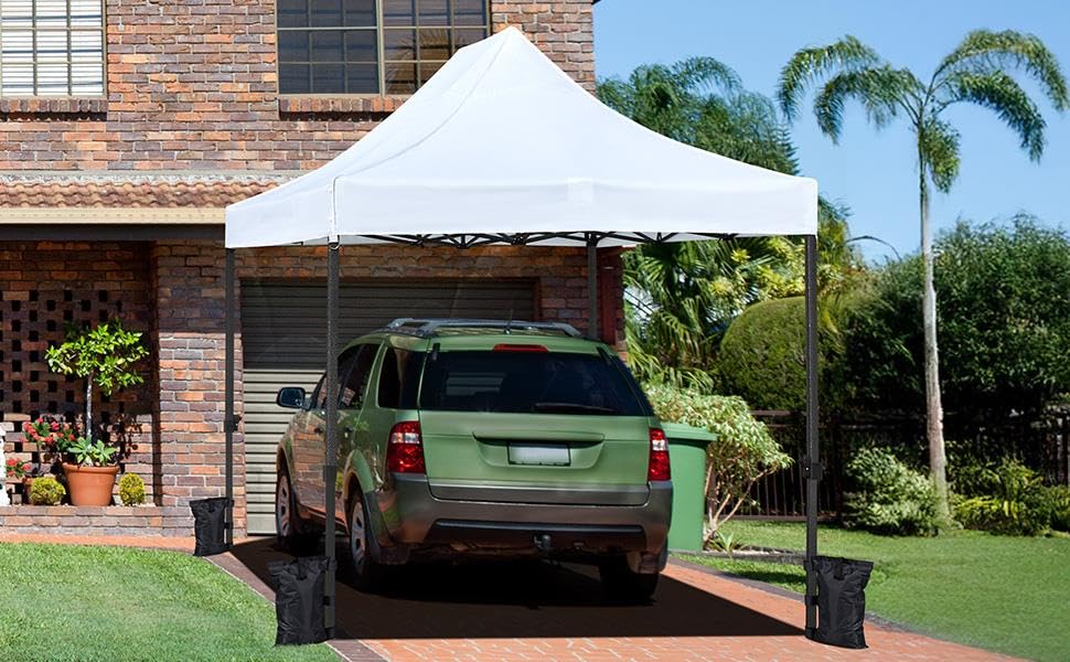 Heavy Duty Pop Up Canopy Tent 10x20 with Wheeled Carry Bag, White Q36763