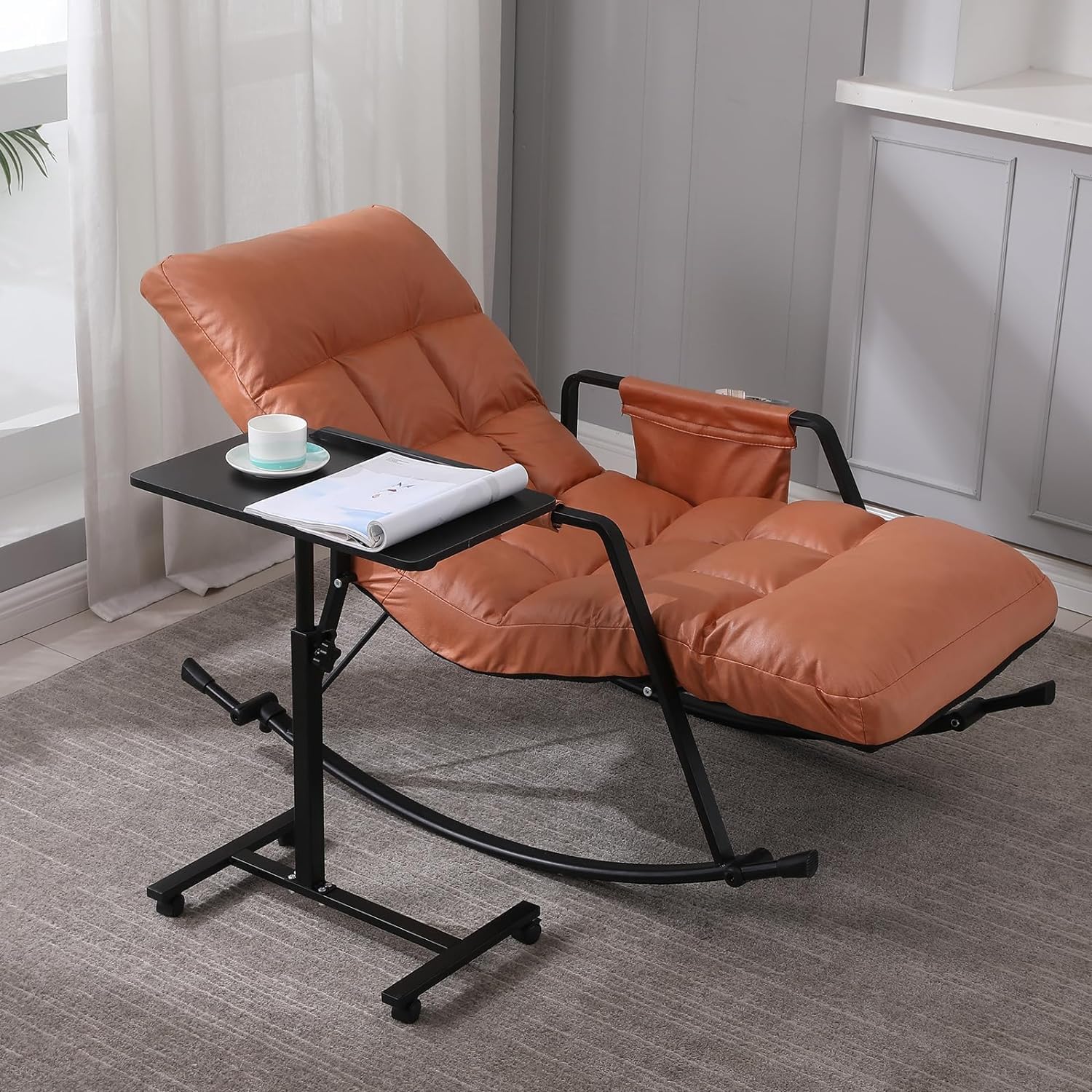 Adjustable Overbed Table with Wheels for Hospital and Home Use Y773188