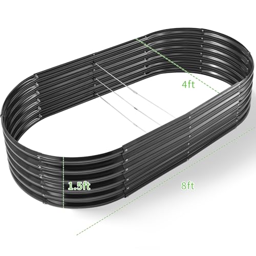Galvanized Raised Garden Bed Kit 4x2x1.5ft Oval Metal Planter Box for Vegetables Outdoor V57489