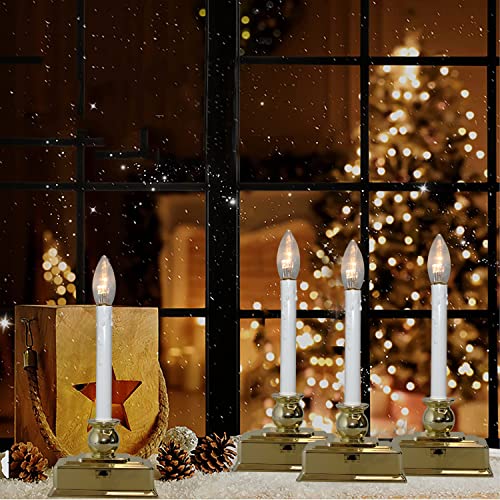Christmas Window Candles with Timer, LED Flickering Lights, Set of 4 D66060