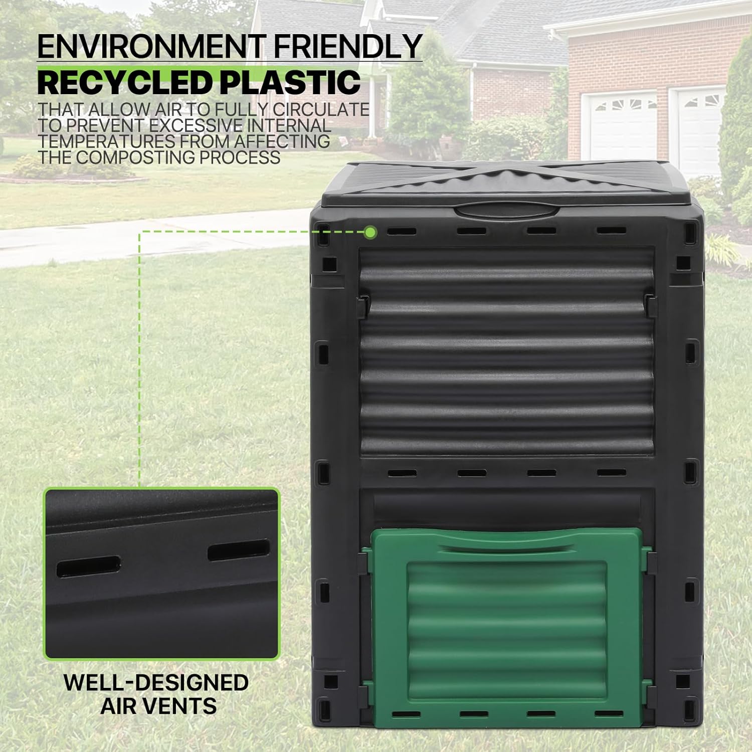 80 Gal Garden Compost Bin, BPA Free, Easy Assembling W2701