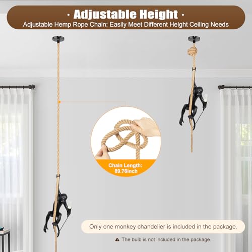 Monkey Pendant Light, Industrial Retro Ceiling Lamp for Dining Room S817