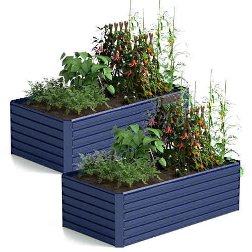 Galvanized Raised Garden Bed 8x4x2ft, Large Metal Planter Box for Outdoor Vegetables, Flowers & Herbs D2106
