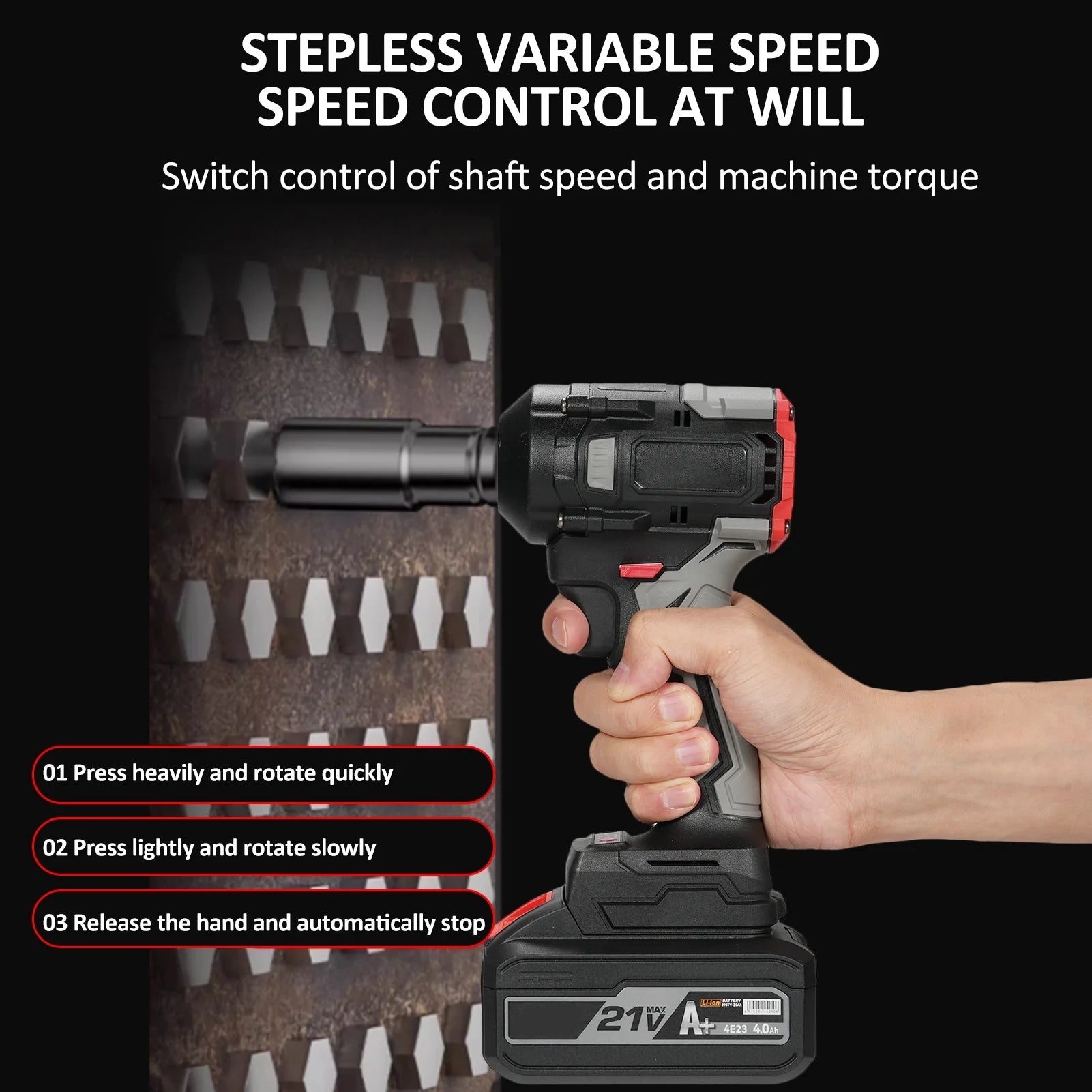 Electric Wrench 1/2 Inch 21V Max Torque 350N.m with 4.0Ah Battery C96360