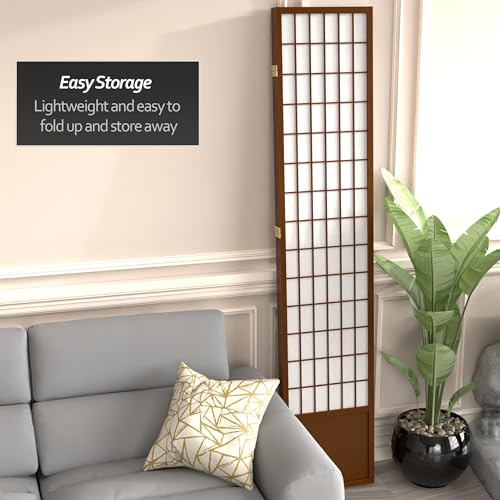 7 ft. Tall Window Pane Shoji Screen Room Divider, 3 Panels, White S15216