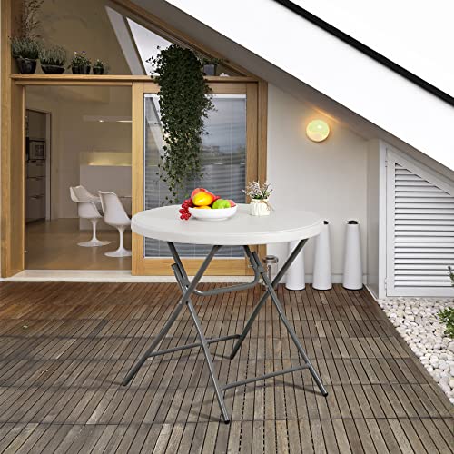 Portable 4 Foot Plastic Folding Table, Indoor Outdoor Heavy Duty, White Y15191