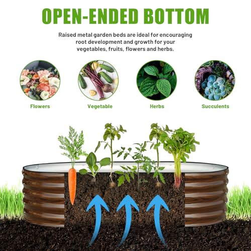 Galvanized Raised Garden Bed, 4x2x1ft Oval Metal Planter Box for Outdoor Plants Vegetables X93266