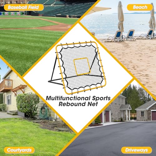 Soccer and Baseball Rebounder Net with Pitching Target, Adjustable Angles D112