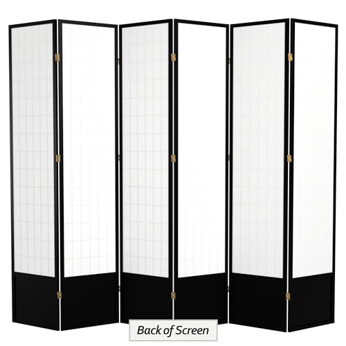 7 ft. Tall Window Pane Shoji Screen Room Divider, 3 Panels, White S15216