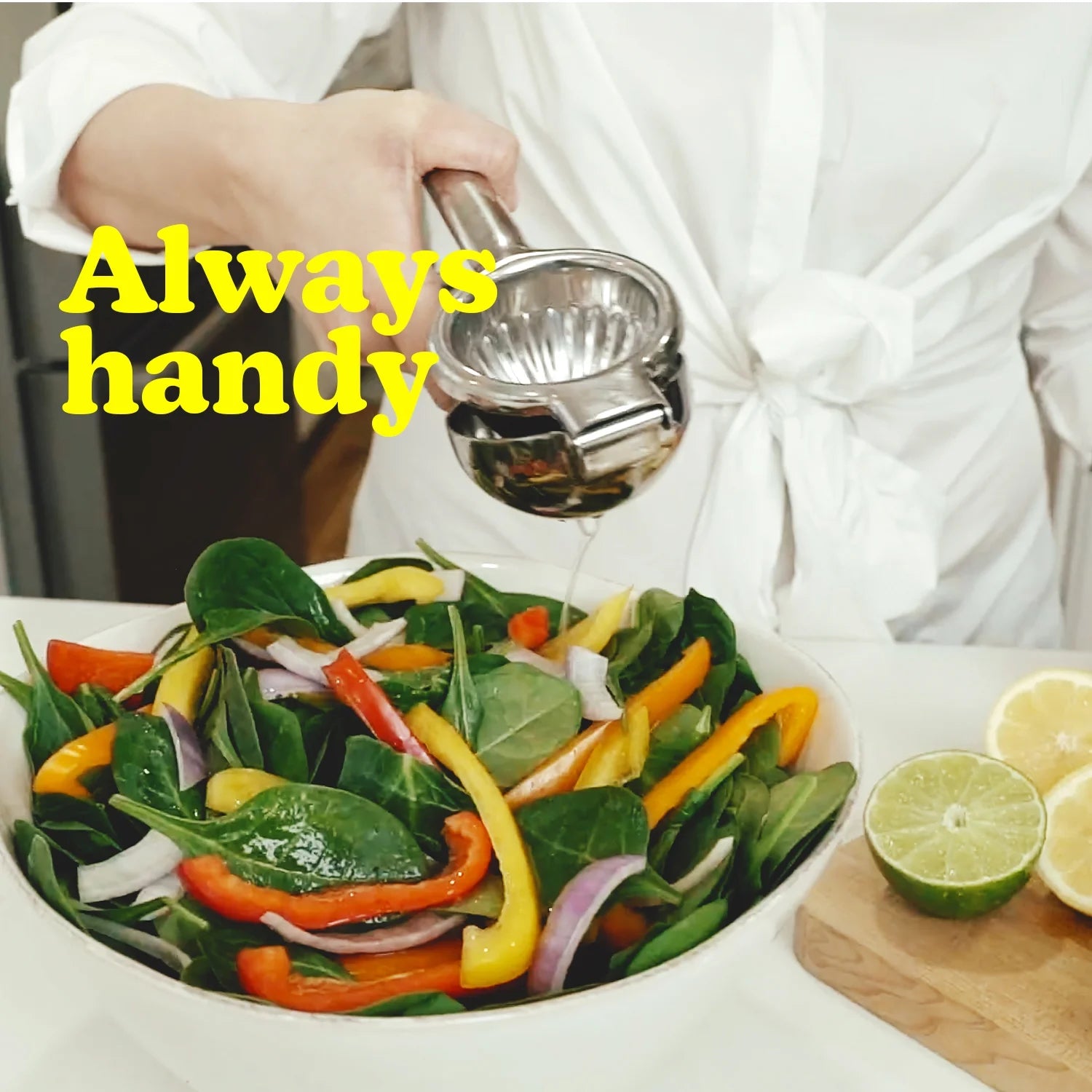 Washable Lemon Squeezer Stainless Steel with Large Bowl and Stable Grip O8612