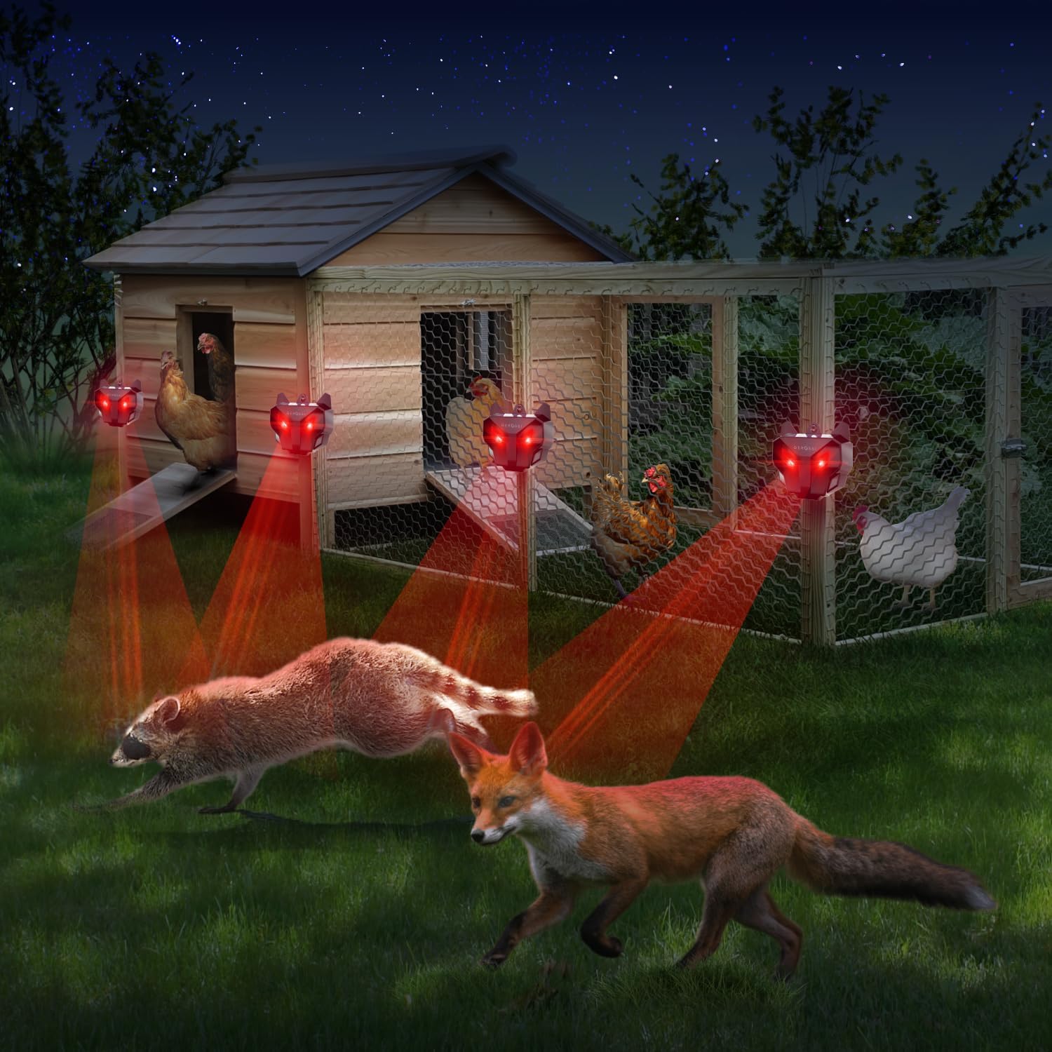 Solar Animal Repeller 4 Pack for Coyote, Deer, Fox, Raccoon, Skunk L788