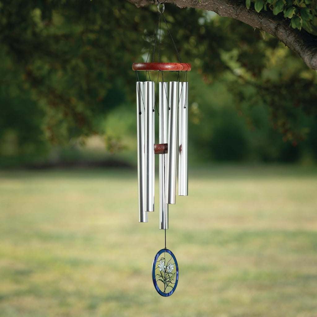 Silver Wind Chimes for Outdoor Garden Patio Decor (26'') U49127