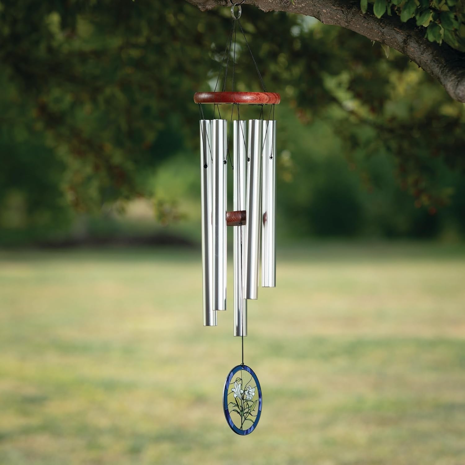 Silver Wind Chimes for Outdoor Garden Patio Decor (26'') U49127