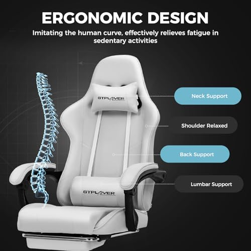 Gaming Chair with Footrest and Lumbar Support, Height Adjustable, Blue Y9034