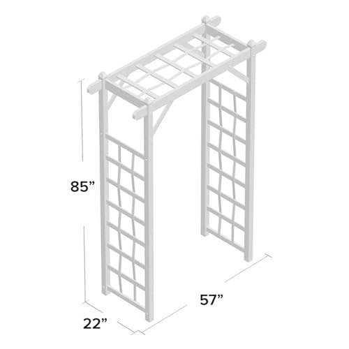 PVC Patio Garden Arch with Lattice Trellis for Climbing Plants V650