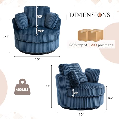 Round Swivel Barrel Chair with Ottoman for Living Room Bedroom G375183