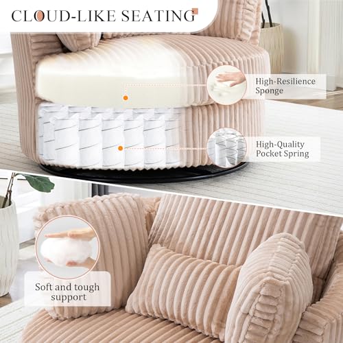 Round Swivel Barrel Chair with Ottoman for Living Room Bedroom G375183