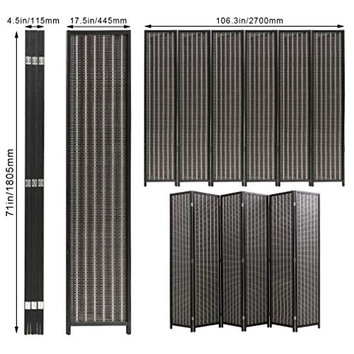 Bamboo Room Divider 6 Panel Folding Privacy Screen for Home H37149