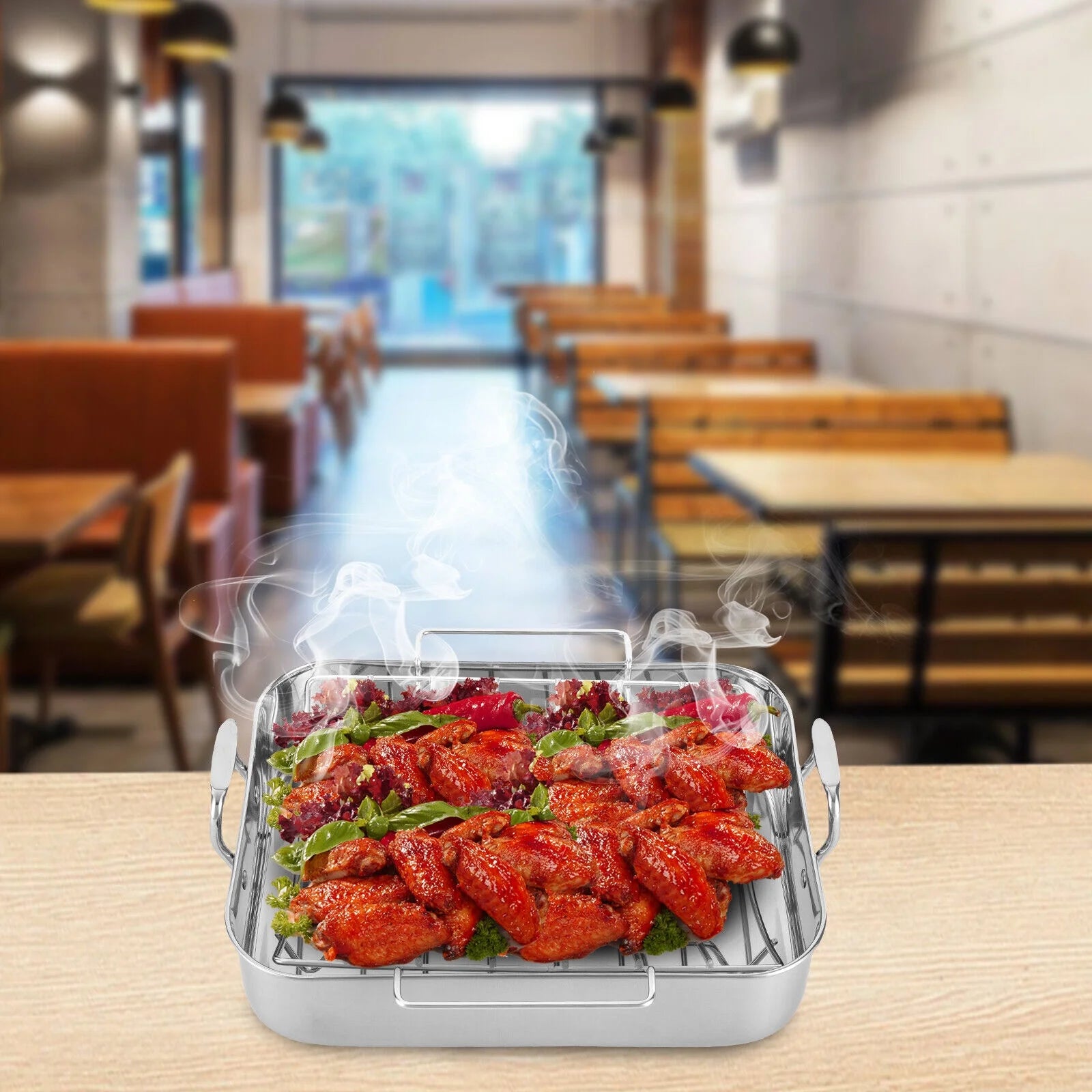 Stainless Steel Roasting Pan with Nonstick Rack, 16.5" x 12" I494