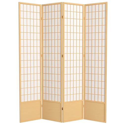 7 ft. Tall Window Pane Shoji Screen Room Divider, 3 Panels, White S15216