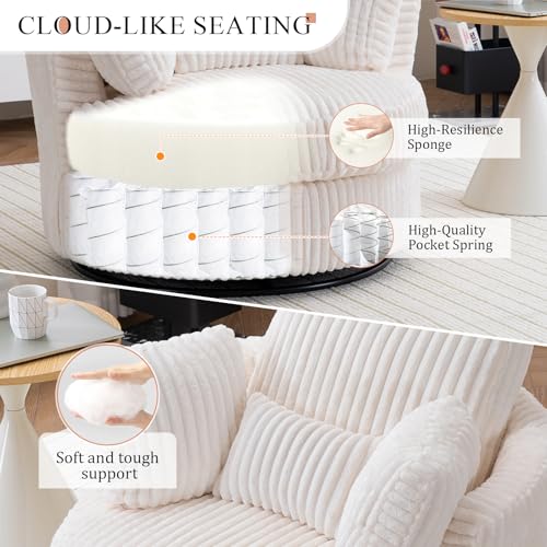 Round Swivel Barrel Chair with Ottoman for Living Room Bedroom G375183
