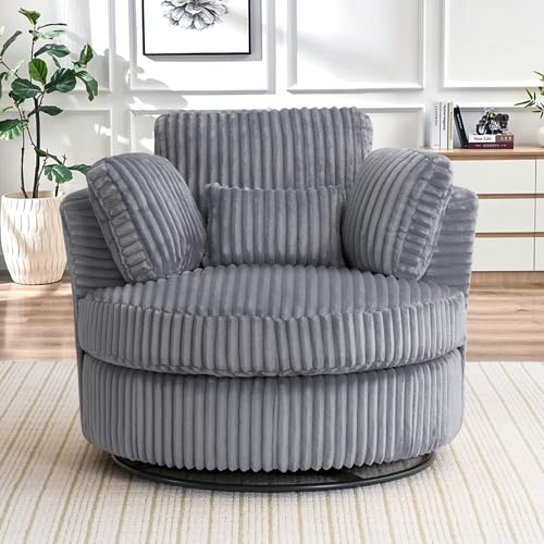 Round Swivel Barrel Chair with Ottoman for Living Room Bedroom G375183