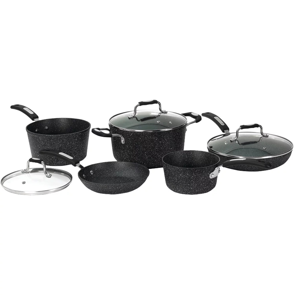 9-Piece Cookware Set with Bakelite Handles, Black A56029