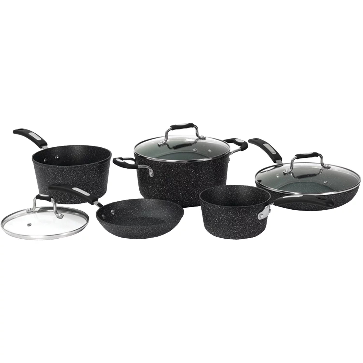 9-Piece Cookware Set with Bakelite Handles, Black A56029